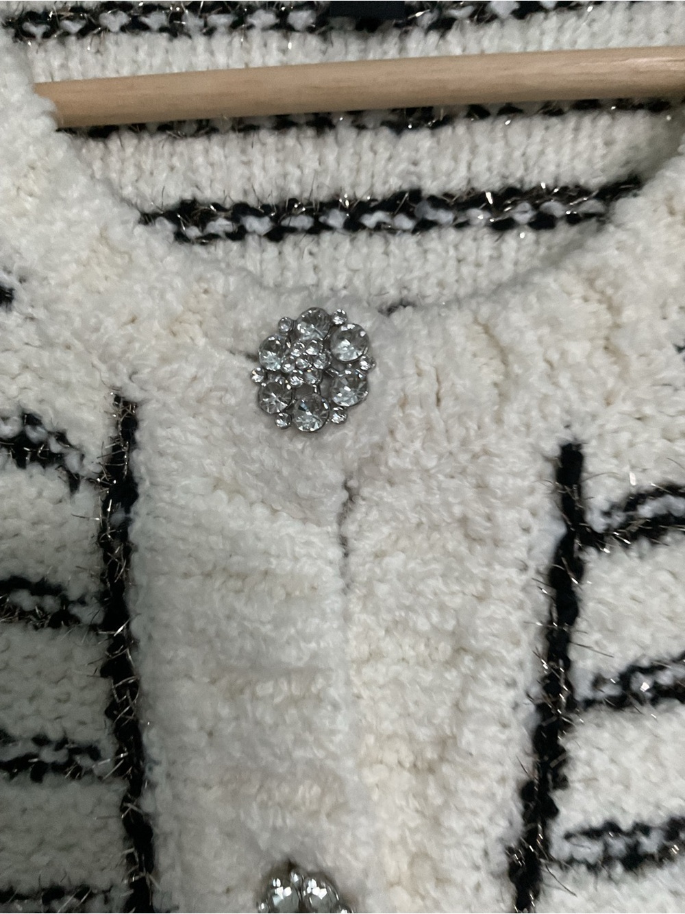 Ann Taylor Cream Knit Cardigan with Black Trim - Picture 6 of 6